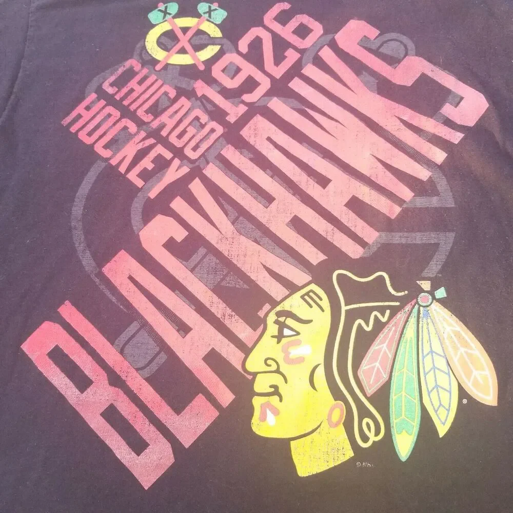 CHICAGO BLACKHAWKS T-Shirt Mens XL Hockey 1926 Black NHL Ice Hockey
